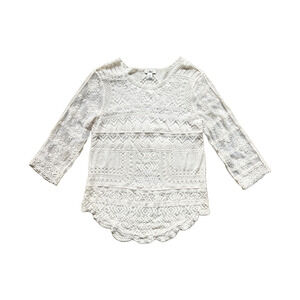 Cato Womens Crochet Top M Sheer Lace Scallop Hem Boho Beachy Festival Coastal